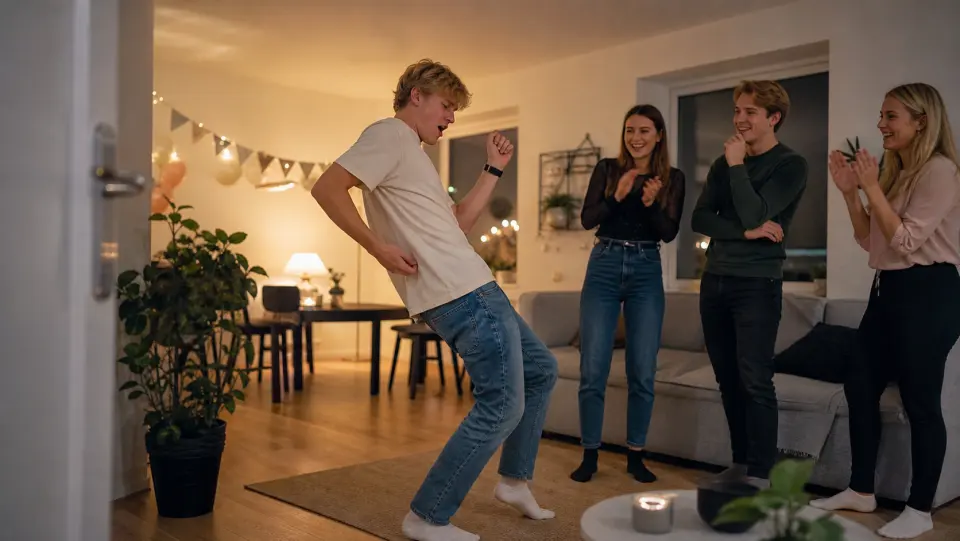 Venner ser en morsom utfordring