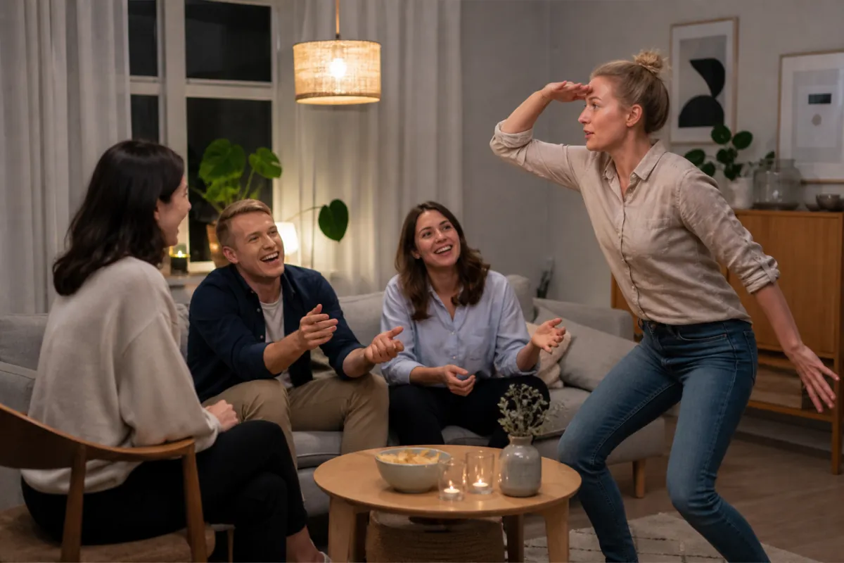 Vänner turas om att gissa charader