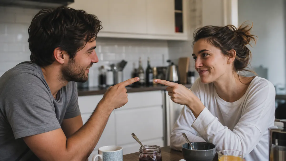 Couple français montrant son choix pendant le jeu