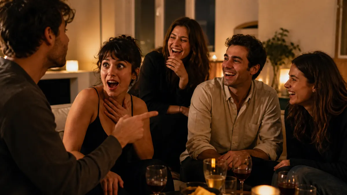 Amis adultes réagissant à une question osée