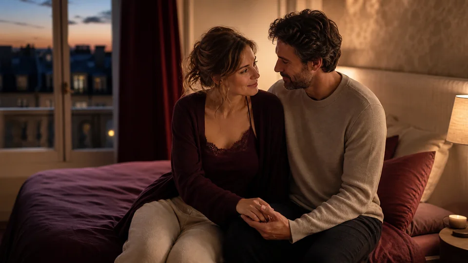 Un couple partage un moment intime et complice