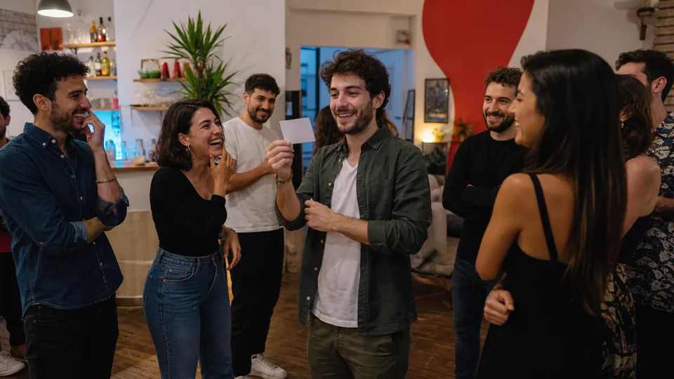 Amici ridono durante una festa