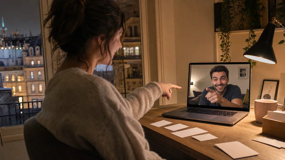 Un couple joue ensemble en appel vidéo