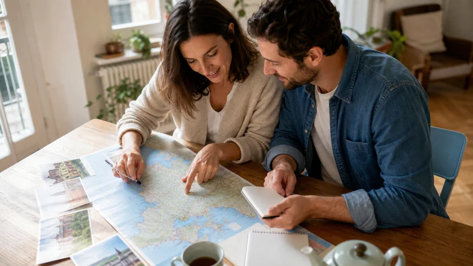 Un couple prépare ses projets ensemble