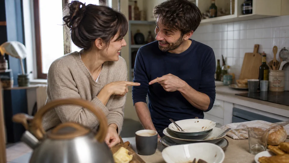 Un couple partage un moment à la maison