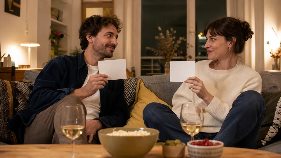 Couple répondant en même temps à une question Qui est le plus