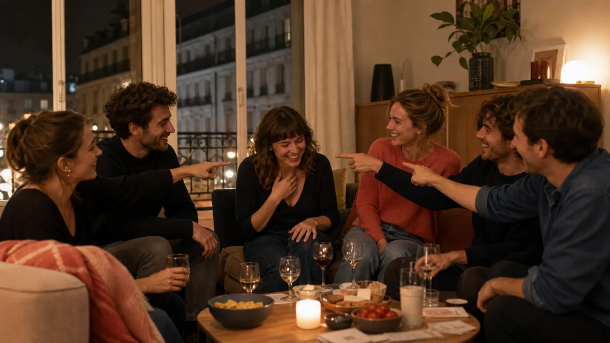 Amis français votant pendant une partie de Qui est le plus