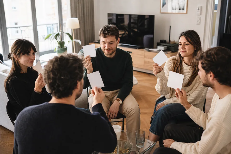 Groupe réuni en cercle pour voter simultanément