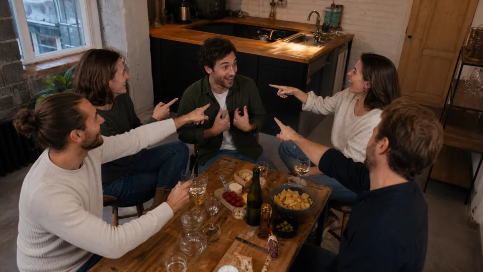 Groupe d’amis riant après un vote