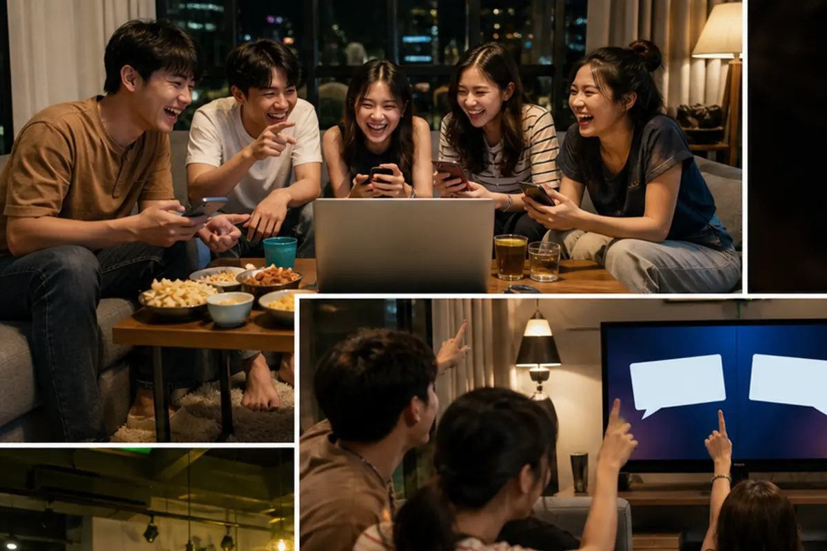 ผู้เล่นพิมพ์คำตอบเกมปาร์ตี้บนโทรศัพท์
