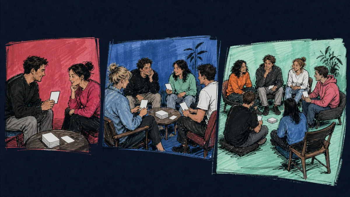 Squadra di amici discute una domanda