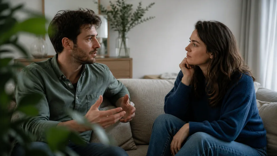 Couple échangeant pendant une discussion profonde