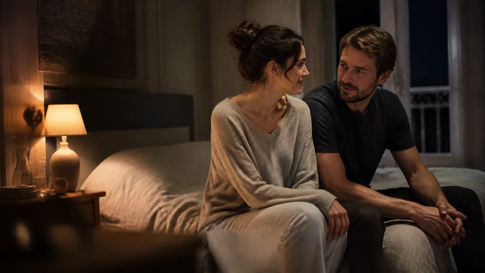 Couple discutant lors d’une soirée intime