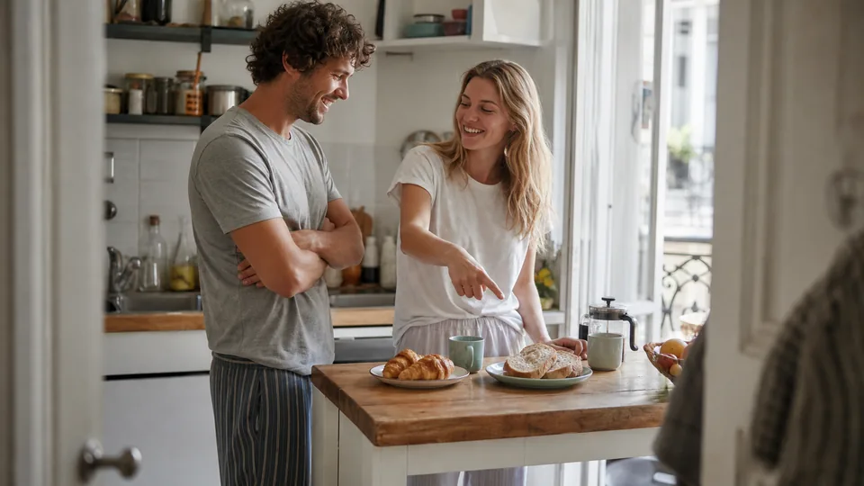 Couple comparant ses habitudes au petit-déjeuner