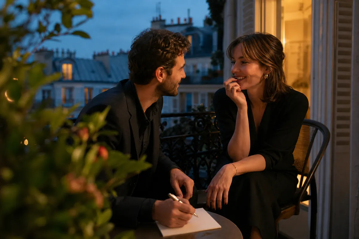 Couple souriant pendant des questions coquines