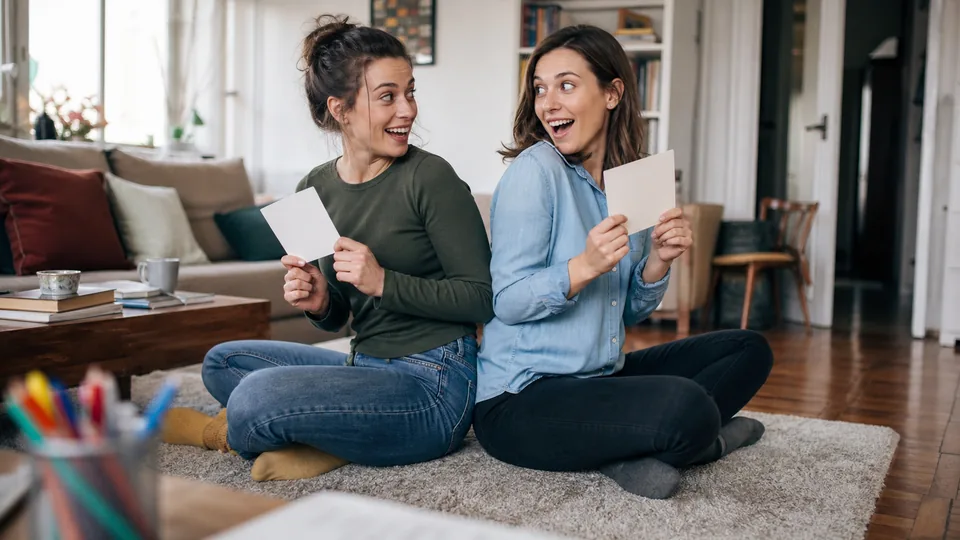 Deux meilleures amies comparant leurs réponses