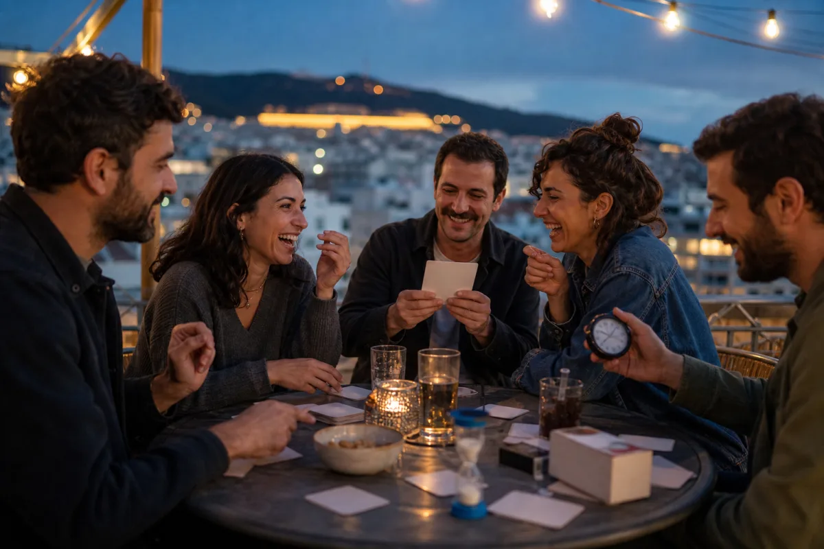 Παρέα συζητά ιδέες για παιχνίδι λέξεων
