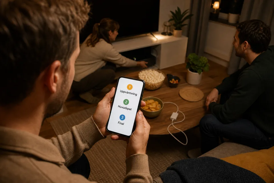 Värd planerar en mobilspelkväll