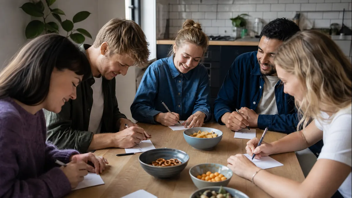 Venner skriver egne spilkort