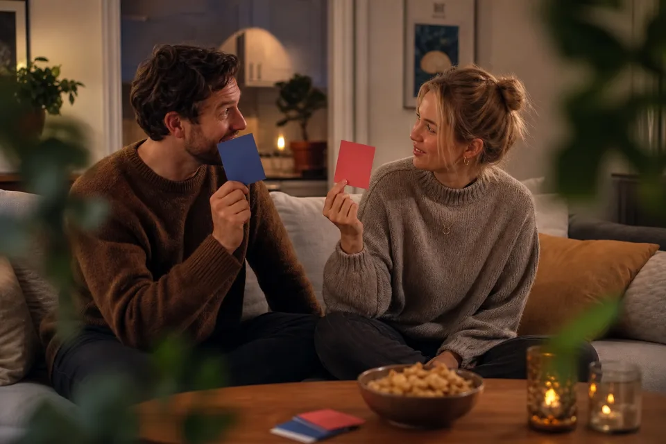 Par väljer olika kort hemma