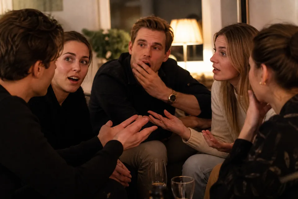 Vänner diskuterar olika svar