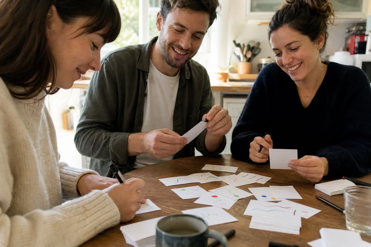 Cartes de Tabou vierges préparées avec des mots français
