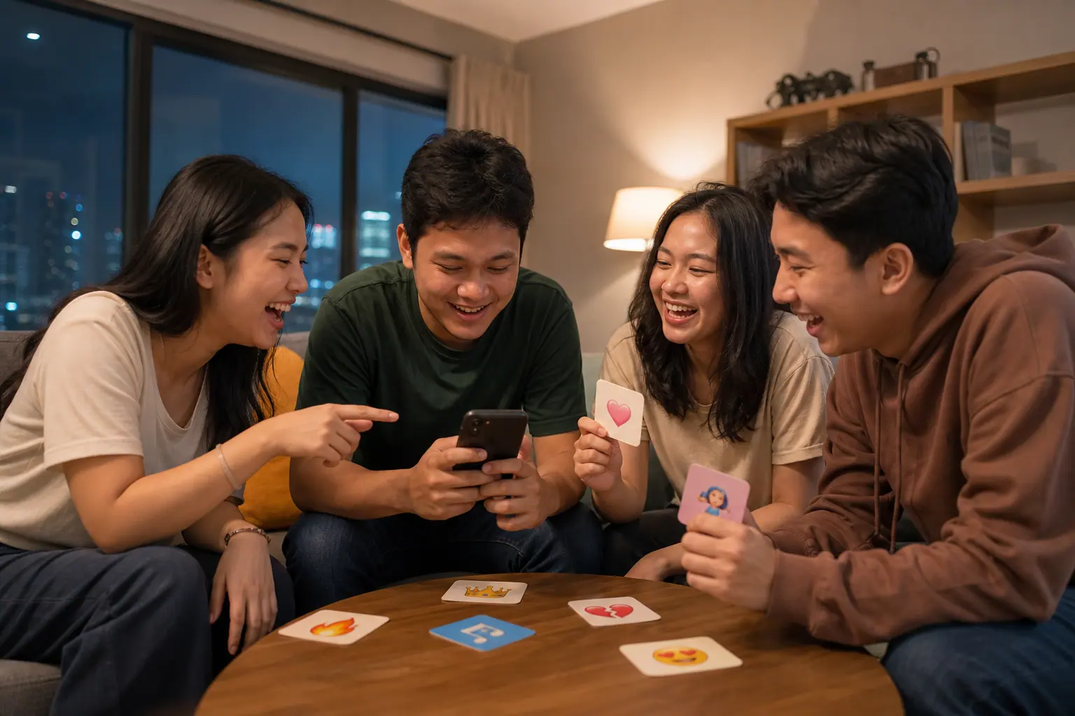 Teman Indonesia bermain kuis lagu K-pop dengan emoji