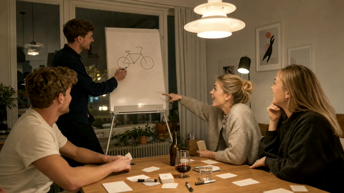 Spiller tegner et ord på tavlen