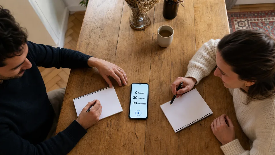 Deux partenaires préparent leurs réponses au test de couple