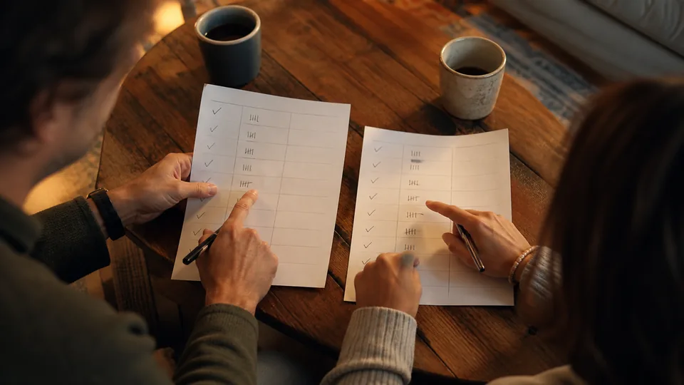 Deux partenaires comparent les points de leur quiz