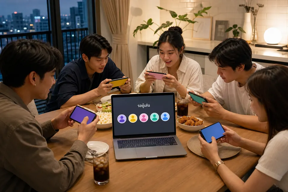 กลุ่มเพื่อนไทยเข้าห้องเกมออนไลน์