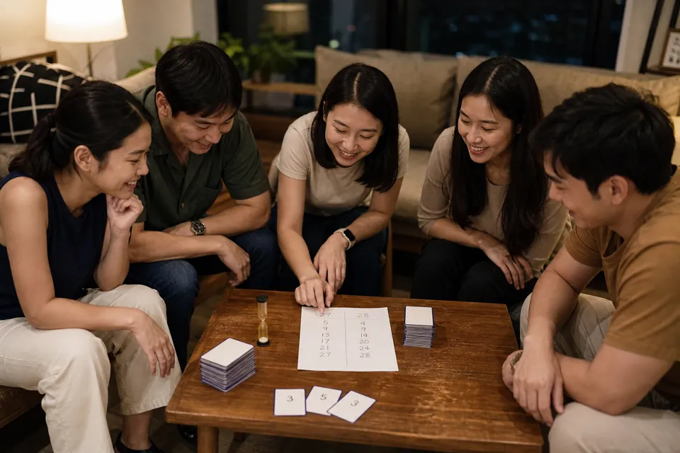เพื่อนชาวไทยตรวจคะแนนหลังจบรอบเกม Taboo