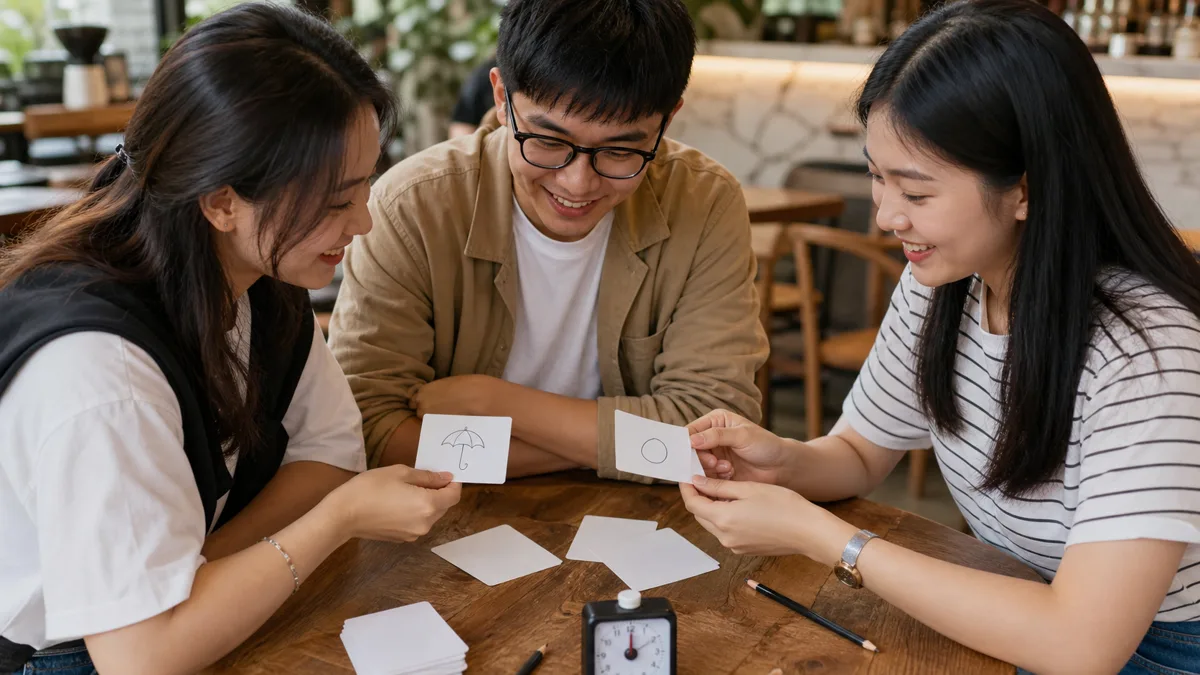 Bạn bè chọn thẻ từ cho trò chơi nhóm