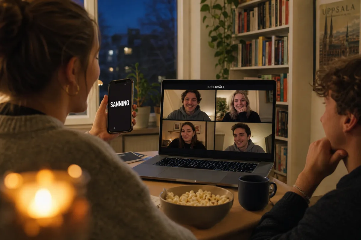 Vänner spelar via videosamtal