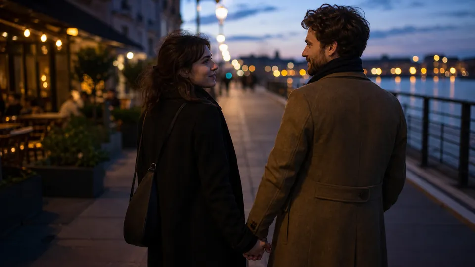 Couple français partageant un rendez-vous romantique