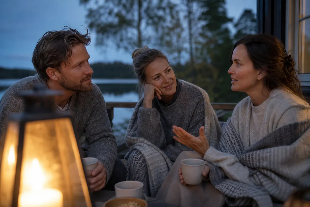 Vänner har ett nära samtal
