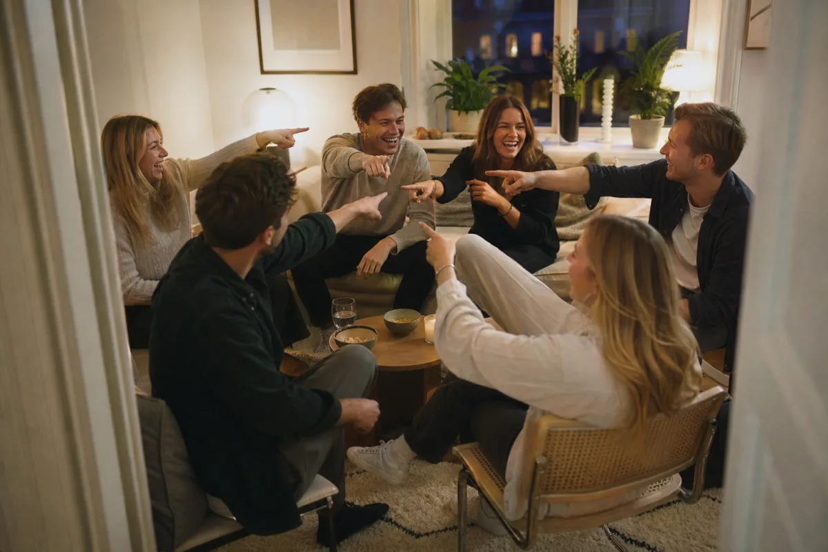 Grupp pekar i en lek