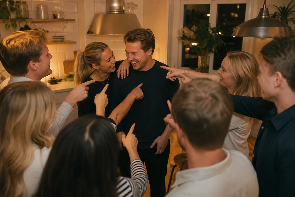 Kompisar pekar på två vänner