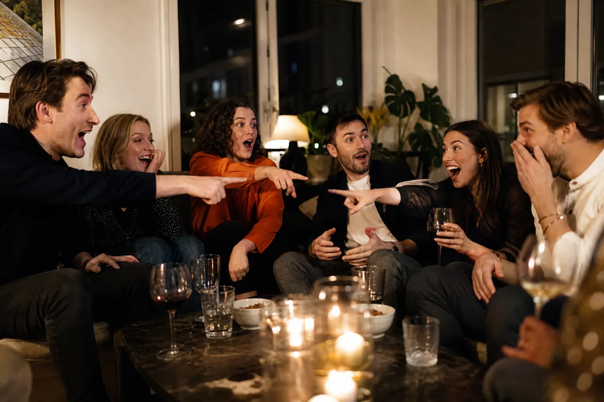 Vuxna vänner i en sen spelrunda