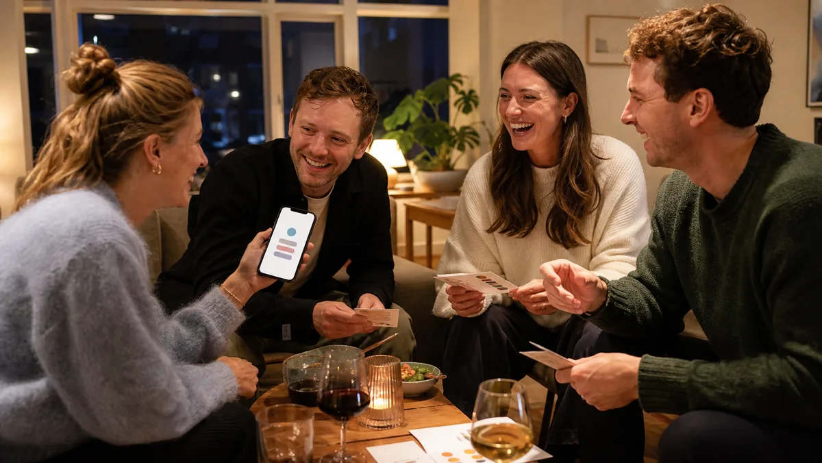 Venner sammenligner svar i en quiz