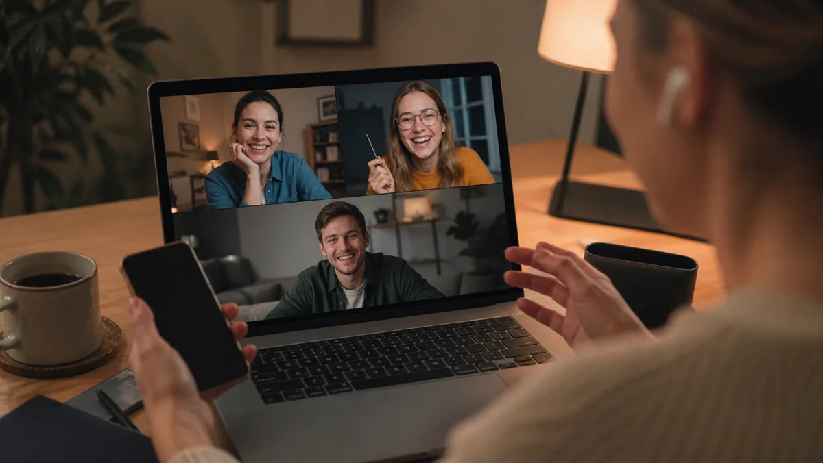 Venner tager en vennequiz over videoopkald