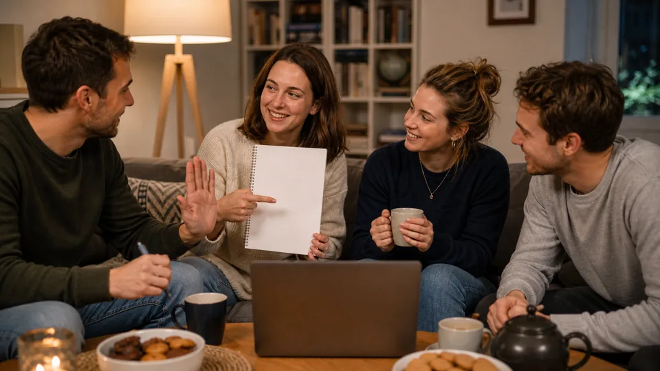 Freundinnen und Freunde einigen sich vor ihrem Online-Quiz auf faire Regeln