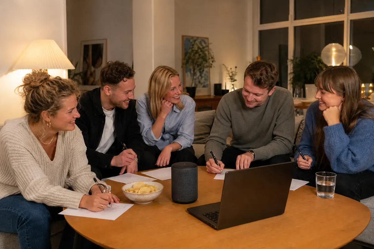 Venner laver musikquiz hjemme