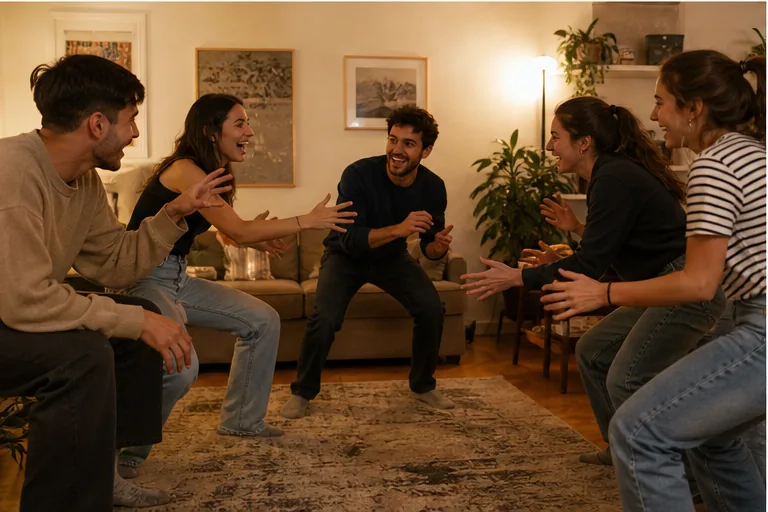 Dos equipos compitiendo en un juego musical