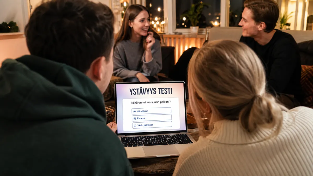 Ystävät tekevät ystävyystestiä kannettavalta