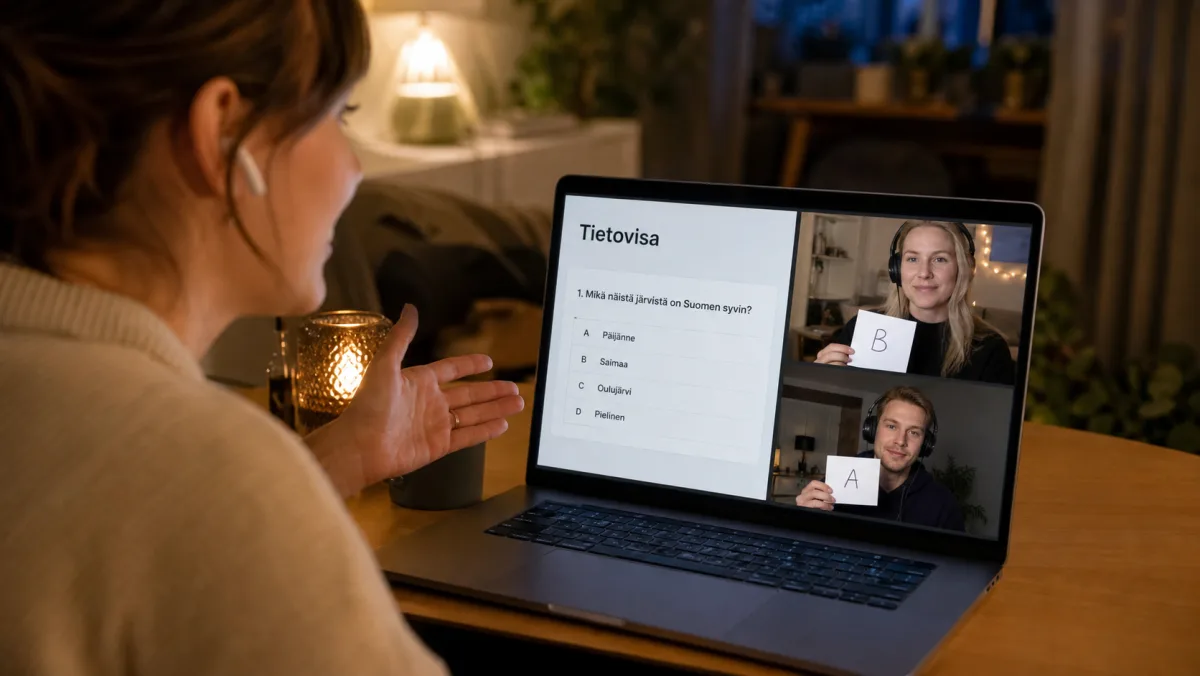 Ystävät pelaavat tietovisaa verkossa