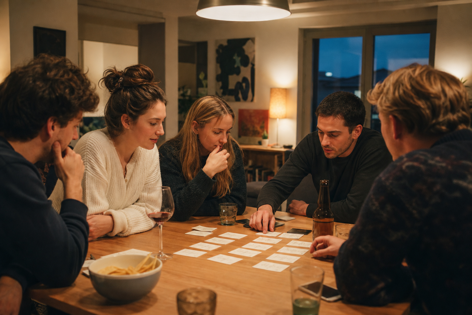 Joueurs qui discutent des mots d'un jeu d'indices