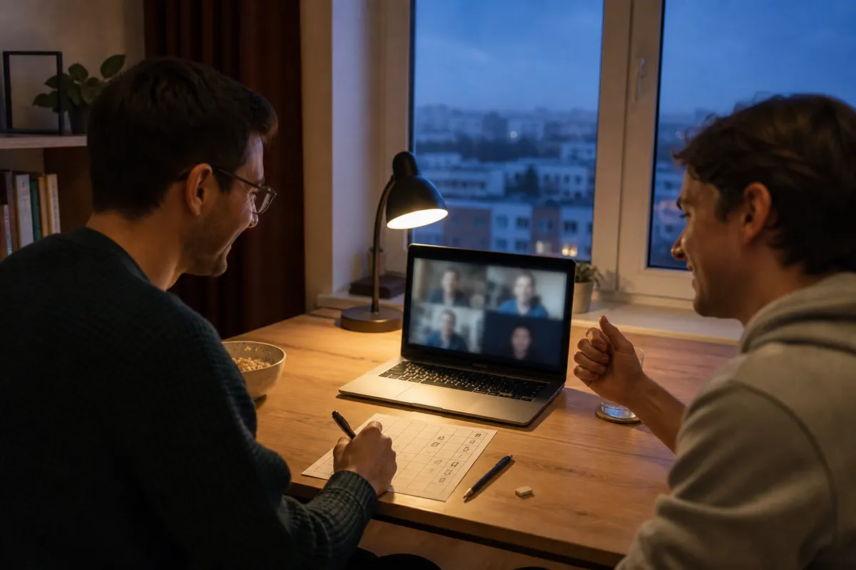 Prijatelji igraju igru riječima preko videopoziva