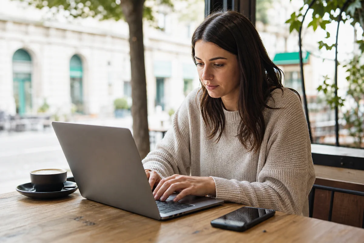 Osoba rješava kratku igru riječi na laptopu