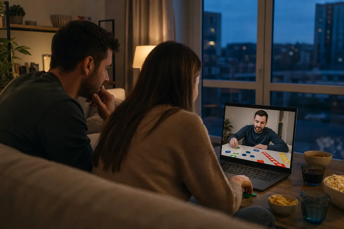 Prijatelji igraju timsku igru preko videopoziva